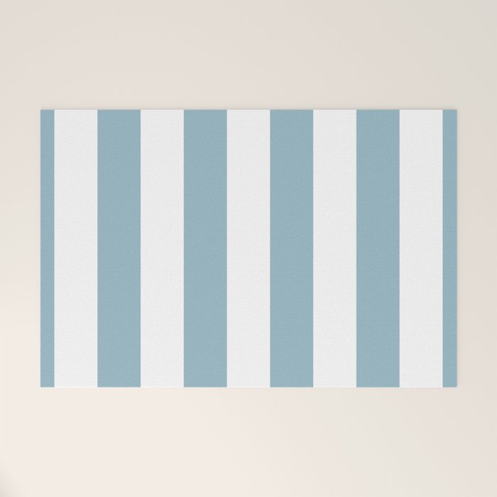 Large Baby Blue and White Vertical Cabana Tent Stripes Welcome Mat Gallery Image 1