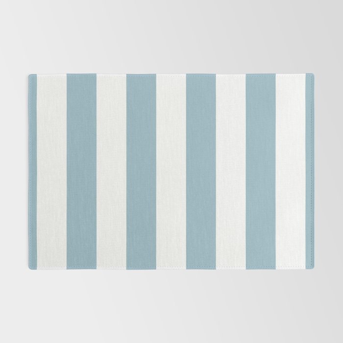 Large Baby Blue and White Vertical Cabana Tent Stripes Rug Gallery Image 2