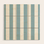 Large Baby Blue and White Vertical Cabana Tent Stripes Wood Wall Art Gallery Image 1