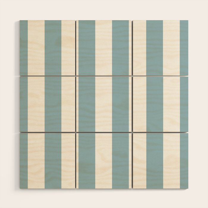 Large Baby Blue and White Vertical Cabana Tent Stripes Wood Wall Art Gallery Image 1