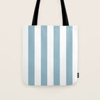 Large Baby Blue and White Vertical Cabana Tent Stripes Tote Bag Gallery Image 1