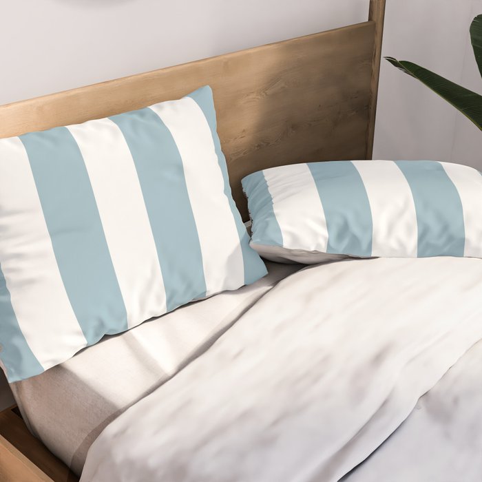 Large Baby Blue and White Vertical Cabana Tent Stripes Pillow Sham Gallery Image 2