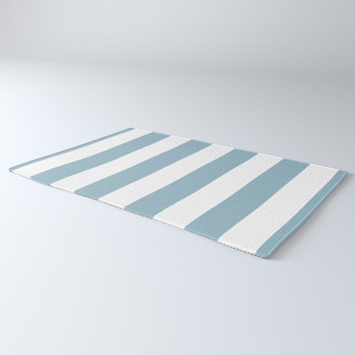 Large Baby Blue and White Vertical Cabana Tent Stripes Rug Gallery Image 3