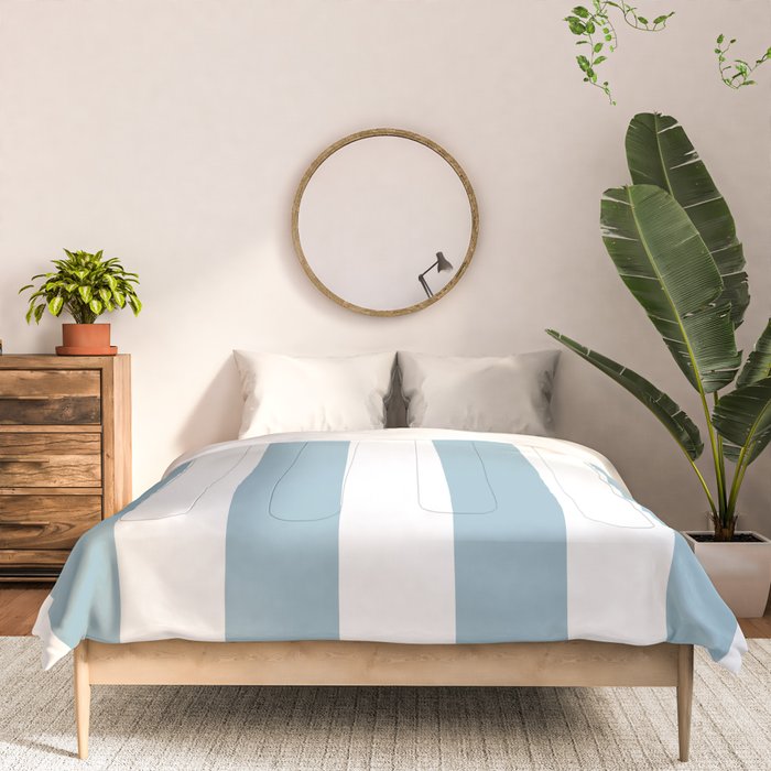 Large Baby Blue and White Vertical Cabana Tent Stripes Comforter Gallery Image 3