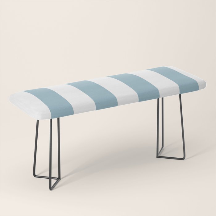 Large Baby Blue and White Vertical Cabana Tent Stripes Bench Gallery Image 1
