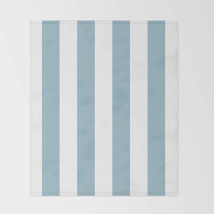 Large Baby Blue and White Vertical Cabana Tent Stripes Throw Blanket Gallery Image 2