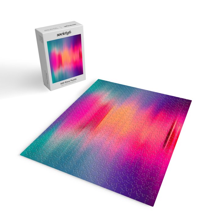 Abstract modern art pink violet teal brushstrokes Jigsaw Puzzle Gallery Image 2
