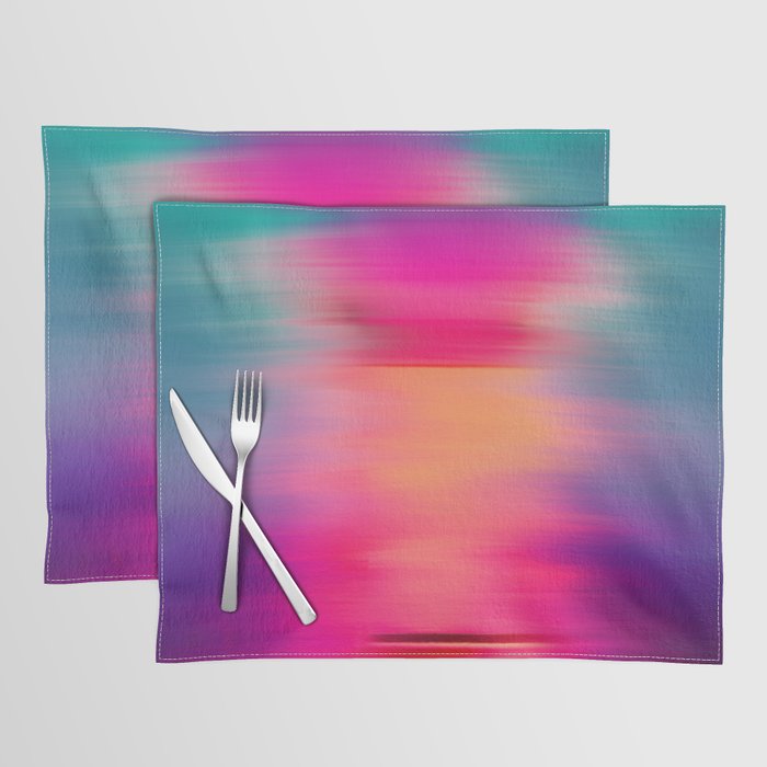 Abstract modern art pink violet teal brushstrokes Placemat Gallery Image 1