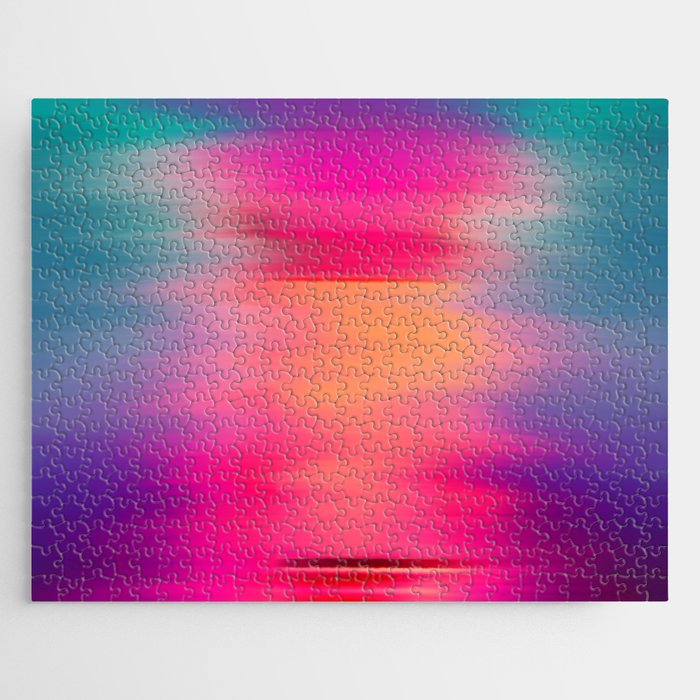 Abstract modern art pink violet teal brushstrokes Jigsaw Puzzle Gallery Image 1