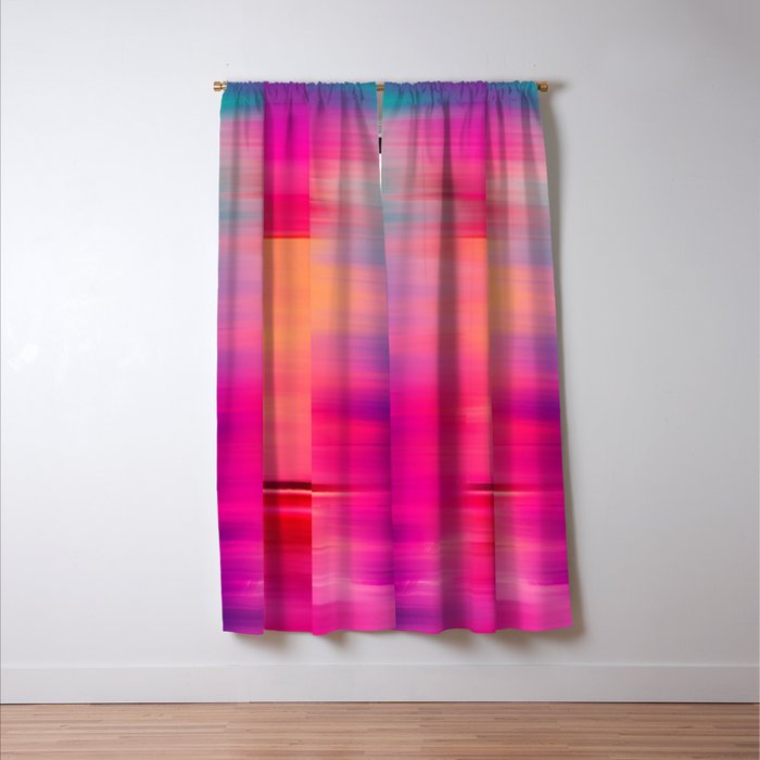 Abstract modern art pink violet teal brushstrokes Window Curtain Gallery Image 3