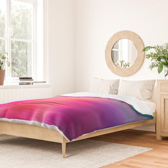 Abstract modern art pink violet teal brushstrokes Duvet Cover Gallery Image 2