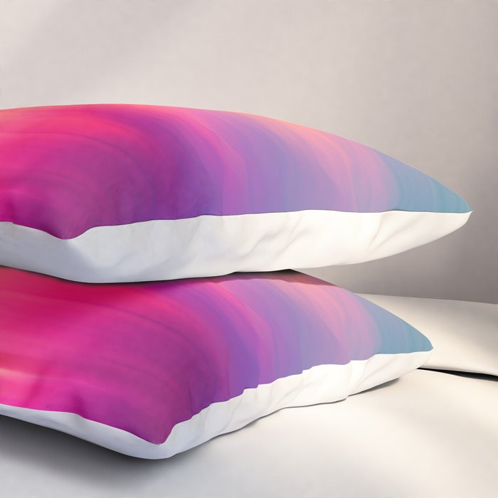 Abstract modern art pink violet teal brushstrokes Pillow Sham Gallery Image 3