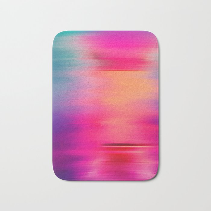 Abstract modern art pink violet teal brushstrokes Bath Mat Gallery Image 1