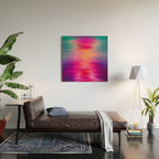 Abstract modern art pink violet teal brushstrokes Wood Wall Art Gallery Image 2