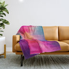 Abstract modern art pink violet teal brushstrokes Throw Blanket Gallery Image 1