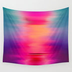 Abstract modern art pink violet teal brushstrokes Wall Tapestry Gallery Image 4