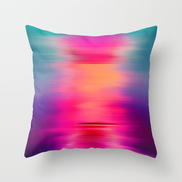 Abstract modern art pink violet teal brushstrokes Throw Pillow Gallery Image 1