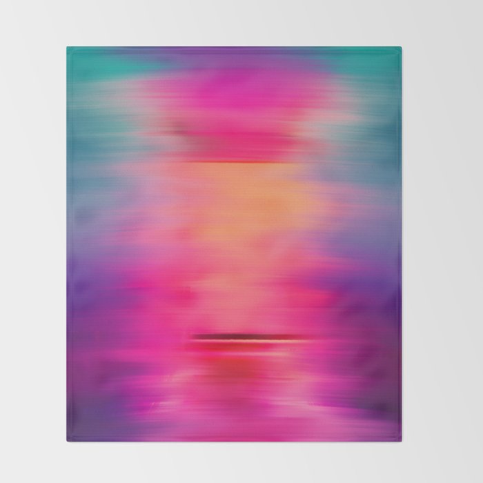 Abstract modern art pink violet teal brushstrokes Throw Blanket Gallery Image 2