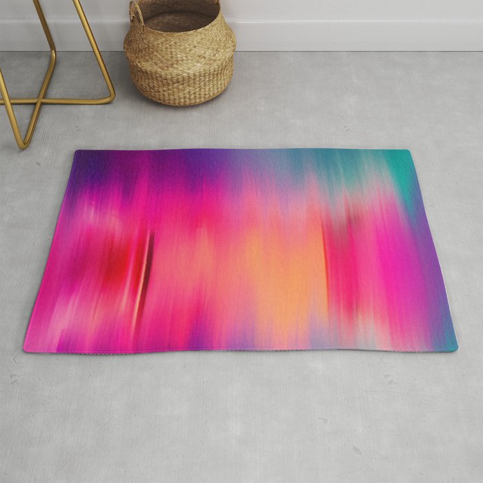 Abstract modern art pink violet teal brushstrokes Rug Gallery Image 1