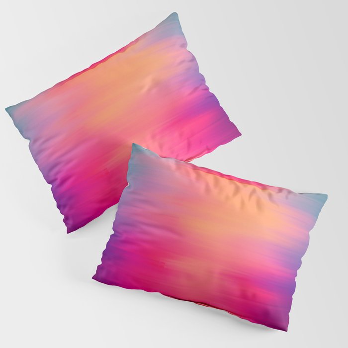 Abstract modern art pink violet teal brushstrokes Pillow Sham Gallery Image 1