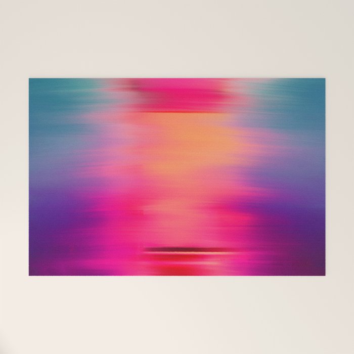 Abstract modern art pink violet teal brushstrokes Welcome Mat Gallery Image 1