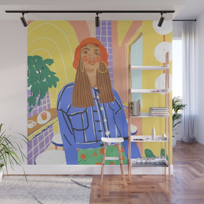 Cafe girl Wall Mural Gallery Image 1