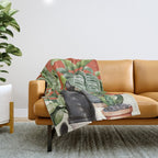 Black Cat And House Plants 3 Throw Blanket Gallery Image 1