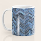 Blue cowhide patchwork geometric chevron Coffee Mug Gallery Image 3