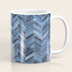 Blue cowhide patchwork geometric chevron Coffee Mug Gallery Image 1