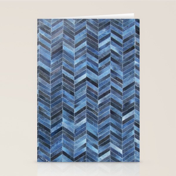 Blue cowhide patchwork geometric chevron Stationery Card Gallery Image 2