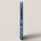 Blue cowhide patchwork geometric chevron iPhone Case Gallery Image 2