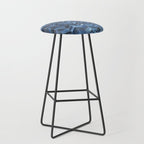 Blue cowhide patchwork geometric chevron Stool Gallery Image 1