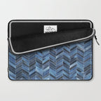 Blue cowhide patchwork geometric chevron Laptop Sleeve Gallery Image 2