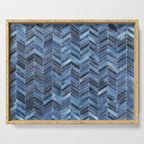 Blue cowhide patchwork geometric chevron Serving Tray Gallery Image 1