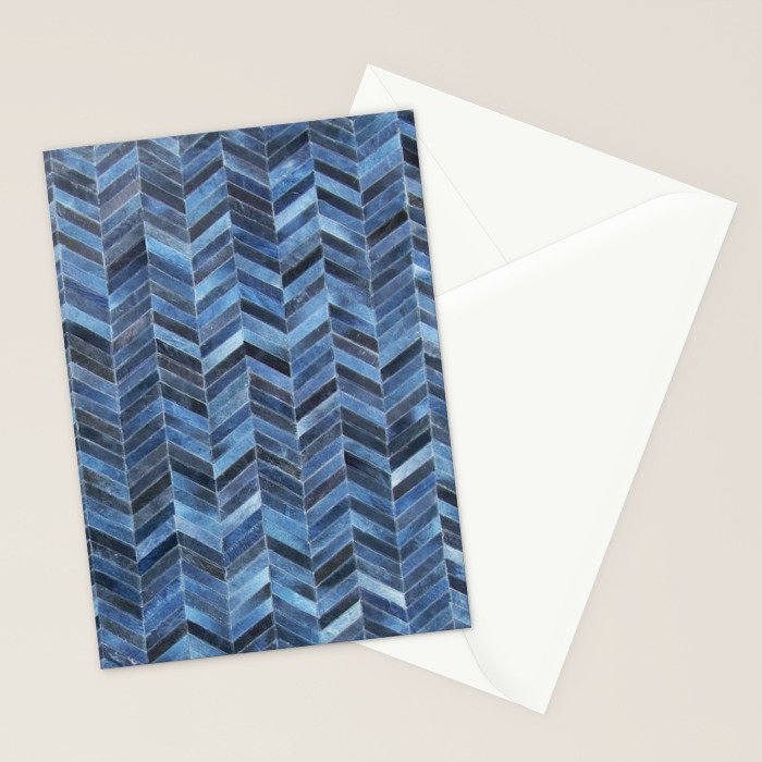 Blue cowhide patchwork geometric chevron Stationery Card Gallery Image 2