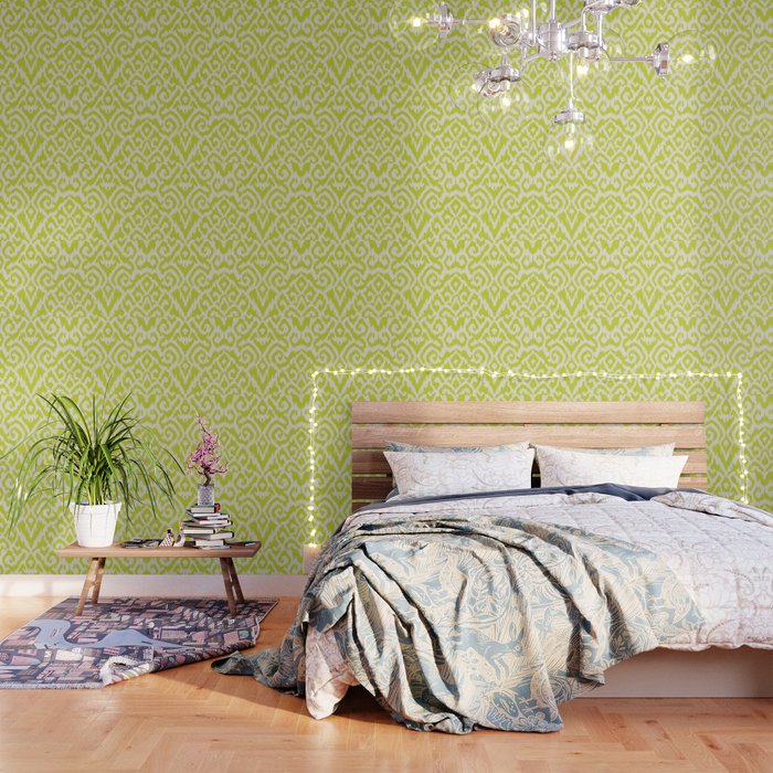 Chartreuse Ikat classic mid century Wallpaper Gallery Image 3