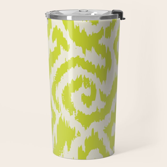 Chartreuse Ikat classic mid century Travel Mug Gallery Image 2