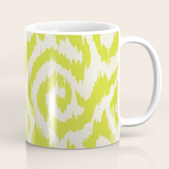 Chartreuse Ikat classic mid century Coffee Mug Gallery Image 1