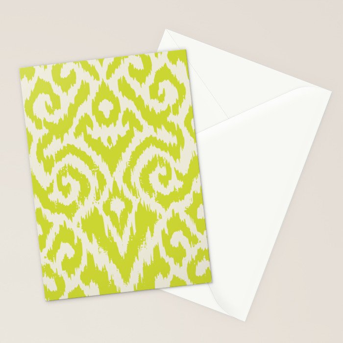 Chartreuse Ikat classic mid century Stationery Card Gallery Image 2
