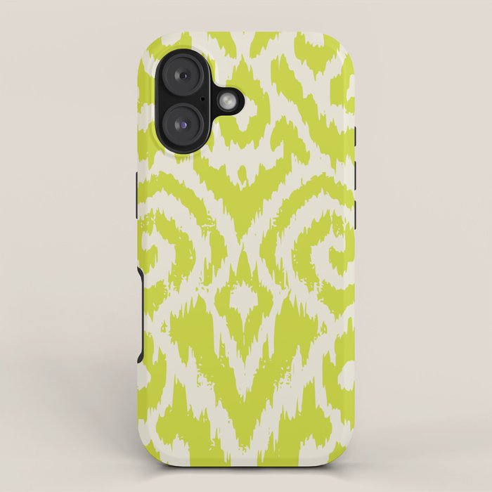 Chartreuse Ikat classic mid century iPhone Case Gallery Image 1