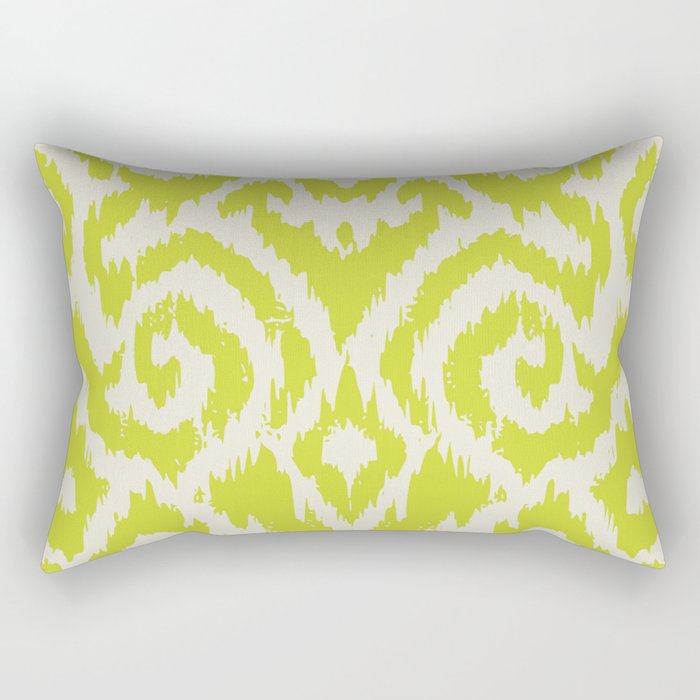 Chartreuse Ikat classic mid century Rectangular Pillow Gallery Image 1