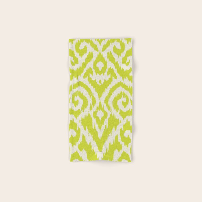 Chartreuse Ikat classic mid century Bath Towel Gallery Image 1