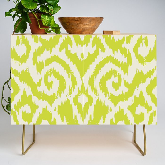 Chartreuse Ikat classic mid century Credenza Gallery Image 1