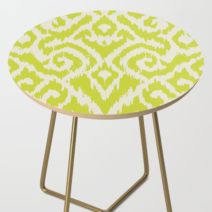 Chartreuse Ikat classic mid century Side Table Gallery Image 2