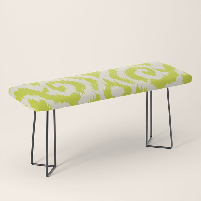 Chartreuse Ikat classic mid century Bench Gallery Image 1
