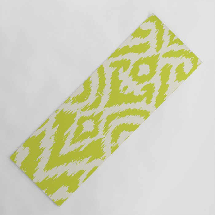 Chartreuse Ikat classic mid century Yoga Mat Gallery Image 1