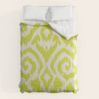 Chartreuse Ikat classic mid century Comforter Gallery Image 6