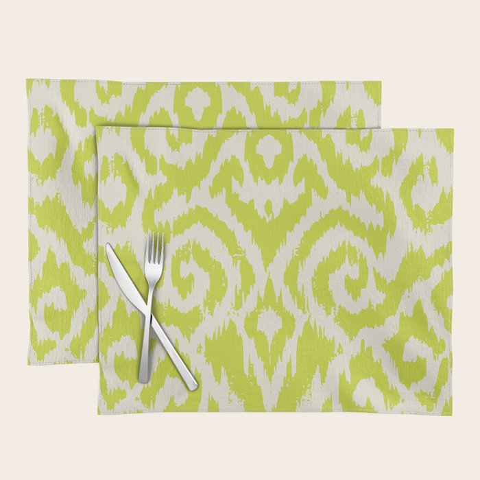Chartreuse Ikat classic mid century Placemat Gallery Image 1