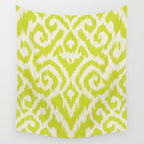 Chartreuse Ikat classic mid century Wall Tapestry Gallery Image 4