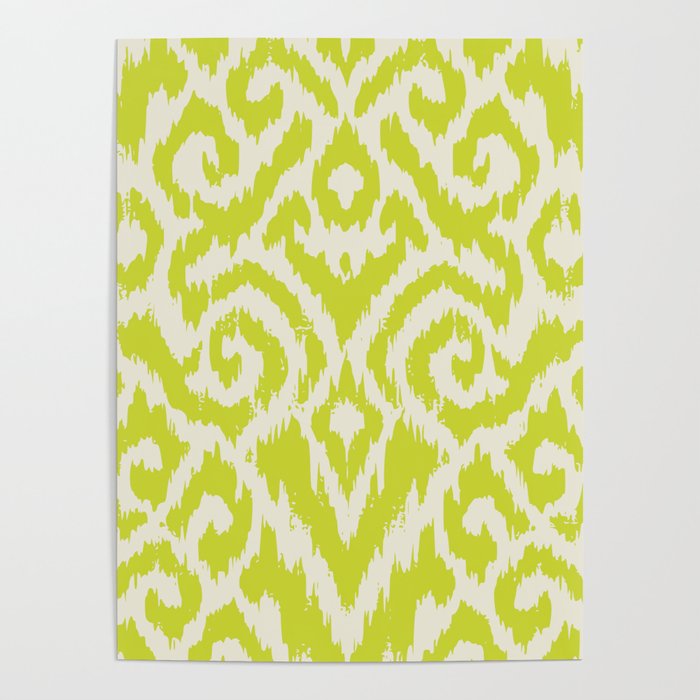 Chartreuse Ikat classic mid century Poster Gallery Image 4